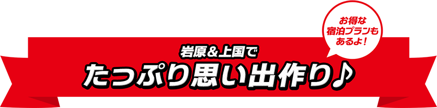 岩原＆上国でたっぷり思い出作り♪ お得な宿泊プランもあるよ！