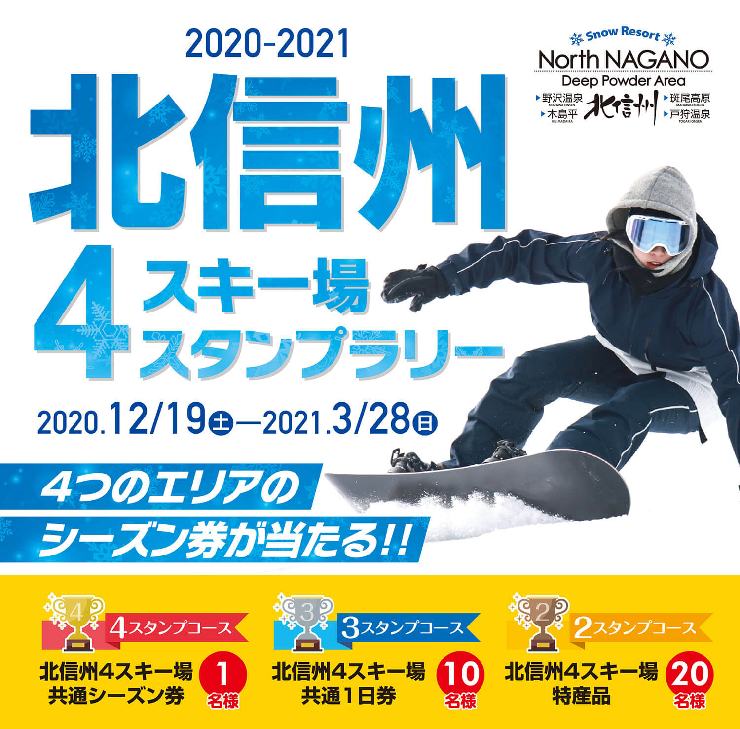 北信州スタンプラリー　4つのエリアのシーズン件が当たる！