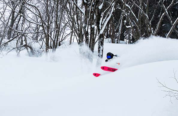 雪の中を颯爽と滑るスノーボーダー