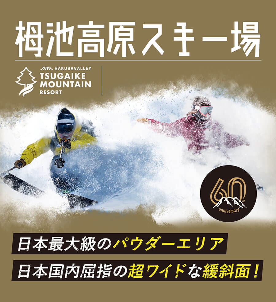 栂池高原スキー場 日本最大級のパウダーエリア 日本国内屈指の超ワイドな緩斜面！