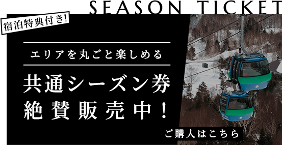 宿泊特典付き！ エリアを丸ごと楽しめる 共通シーズン券絶賛販売中！ ご購入はこちら
