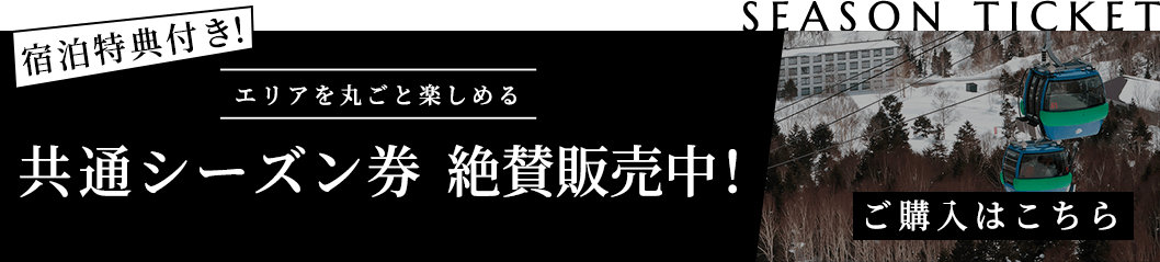 宿泊特典付き！ エリアを丸ごと楽しめる 共通シーズン券絶賛販売中！ ご購入はこちら